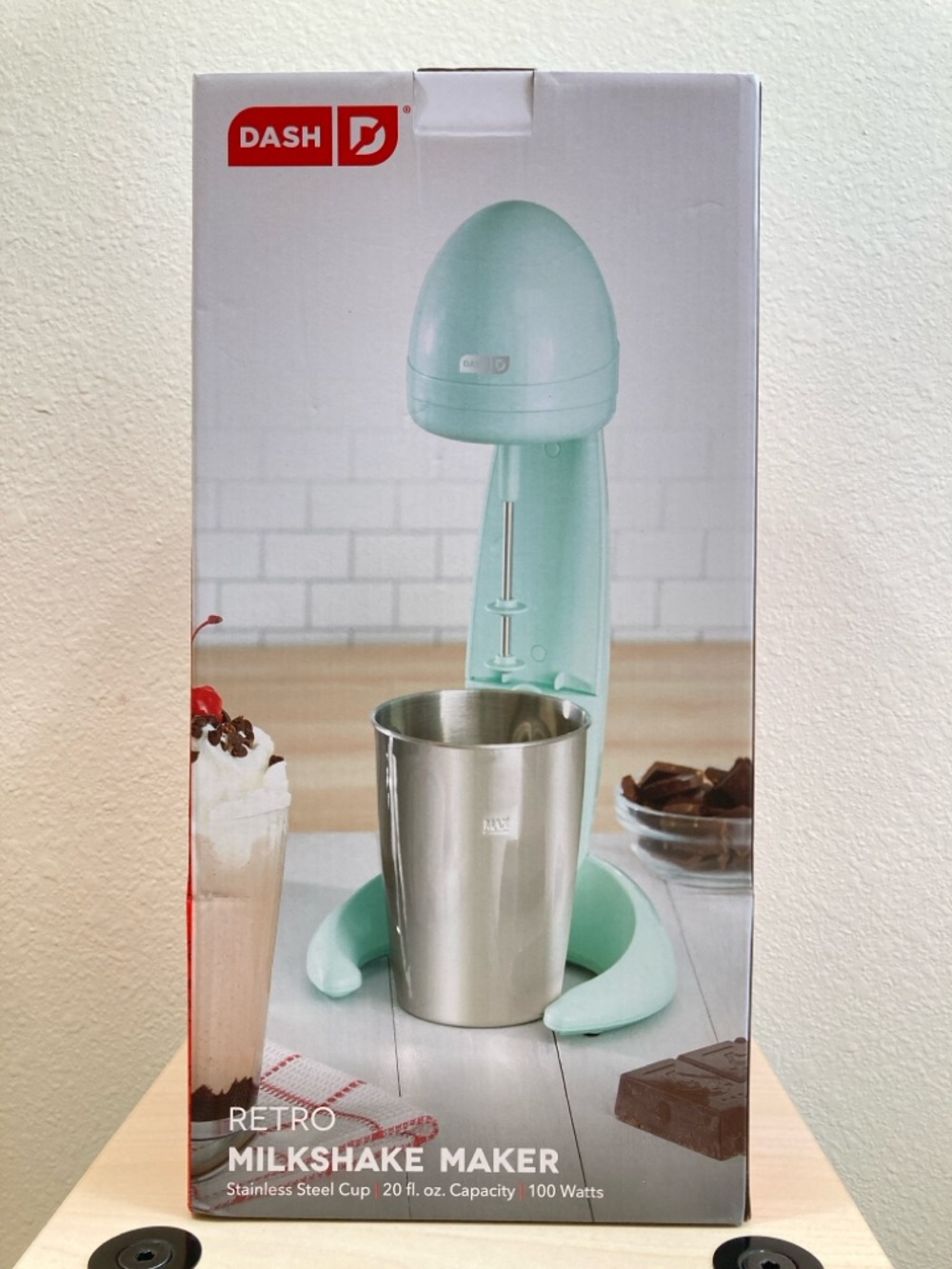 Dash Retro Milkshake Maker Seafoam Green Stainless Steel Cup NIB